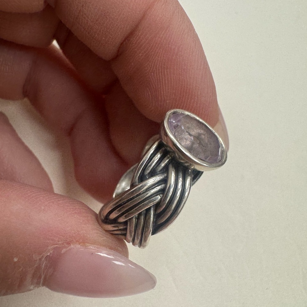 PANDORA RARE Retired Sterling Silver ALE Braided Amethyst Ring Size 7 9.5g - Picture 11 of 16